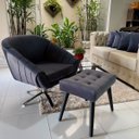 Ver imagem 2 de Kit Duas Poltrona Giovana Base Giratória Cromado em Sued Premium:cinza