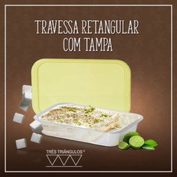 Kit 03 Travessa Retangular 17 x 27 com Tampa Tres Triangulos - 2