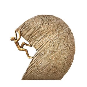 Escultura Decorativa Escalada em Resina Dourada 18,5cm 15559-pl