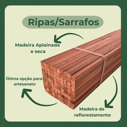 50 Ripas Sarrafos Eucalipto 1x1x70cm Aplainado Artesanato - 5