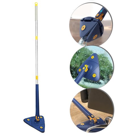 Esfregão Mop Triangular 360º com 1 Refil + Cabo Inox