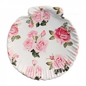 Prato Raso de Cerâmica Rose Shell Floral 26cm Scalla