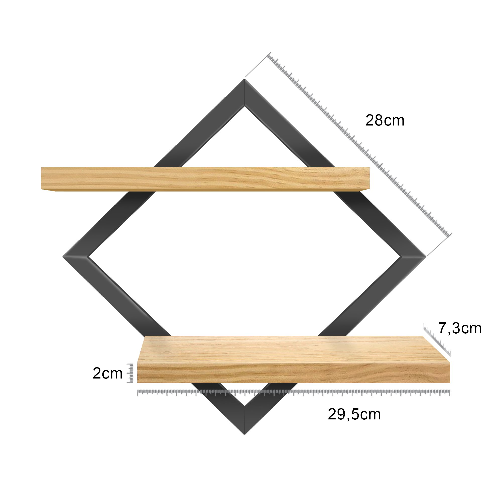 Quadro Prateleira Duplo Nicho C/ Moldura e Pinus Luxo - 3