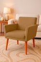 Ver imagem 2 de Poltrona Cadeira para Sala Confortável e Minimalista Paris em Suede Capuccino