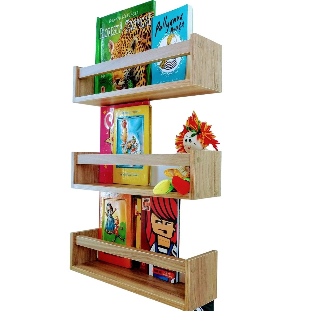 Kit 3 Prateleiras Para Livros Infantis Estante Organizadora de Brinquedos Nicho Revisteiro Mdf 55 cm