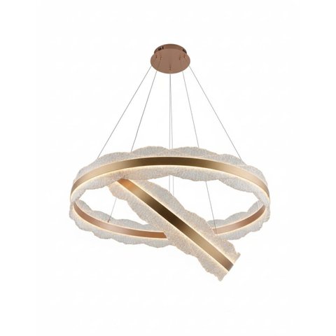 Lustre Pendente Moderno Elos Dourado Champanhe 80cm Led 3em1
