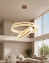 Ver imagem 2 de Lustre Pendente Moderno Elos Dourado Champanhe 80cm Led 3em1