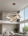 Ver imagem 6 de Lustre Pendente Moderno Elos Dourado Champanhe 80cm Led 3em1