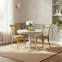 Ver imagem 2 de Mesa Redonda 4 Lugares 100cm Branca Torneada Clássico Norah - Iaza Moveis