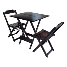 Kit 10 Jogos de Mesa Dobrável com 2 Cadeiras de Madeira 70x70 Ideal para Bar e Restaurante - Tabaco - 2