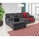 Ver mais imagens de Sofá Orlando 2.20x2.10m com Chaise, Retrátil e Reclinável - Chumbo