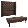 Kit Cabeceira e Calçadeira Recamier Casal 1,40m Vicenza Veludo Marrom - Pallazio - 1