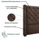 Ver imagem 5 de Kit Cabeceira e Calçadeira Recamier Casal 1,40m Vicenza Veludo Marrom - Pallazio