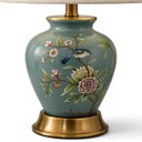 Ver imagem 3 de Abajur de Mesa Clássico Verde em Porcelana com Pássaros a: 53cm L: 33cm C: 33cm