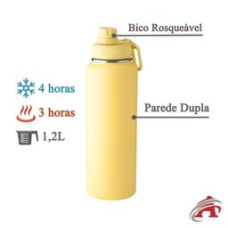 Garrafa com Alça e Bico 1,2l Parede Dupla Amarela - 2