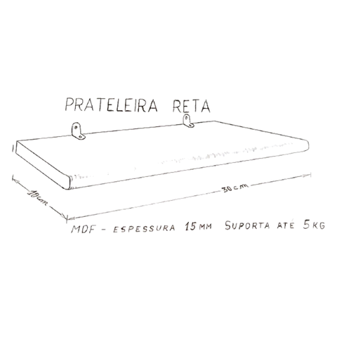 Kit 4 Prateleiras MDF cor Canela com Suporte Decoração Foto 30x10cm