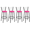 Ver imagem 1 de Kit 4 Banquetas Alta Preta com Encosto Assento Rosa Jaddi