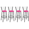 Kit 4 Banquetas Alta Preta com Encosto Assento Rosa Jaddi - 1