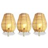 3 Abajur Rattan Lanterna Fibra Natural Boho Mesa Salanat68 - 1