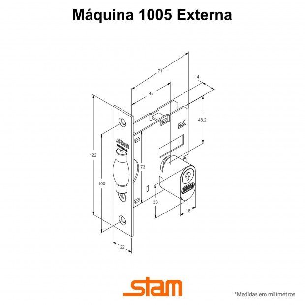 Fechadura Porta Stam Rolete Externa Roseta Redonda 1005 Inox - 2