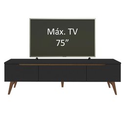 Rack Retrô Madesa Reims para Tv até 75 Polegadas Pés de Madeira - Preto - 5