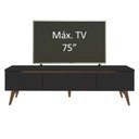 Ver imagem 5 de Rack Retrô Madesa Reims para Tv até 75 Polegadas Pés de Madeira - Preto