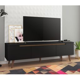 Rack Retrô Madesa Reims para Tv até 75 Polegadas Pés de Madeira - Preto - 2
