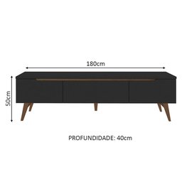 Rack Retrô Madesa Reims para Tv até 75 Polegadas Pés de Madeira - Preto - 4