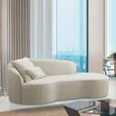 Ver imagem 2 de Divã Recamier Curvo Sala de Estar Inglaterra Lado Direito 180cm Bouclé Bege - Incasa Decor