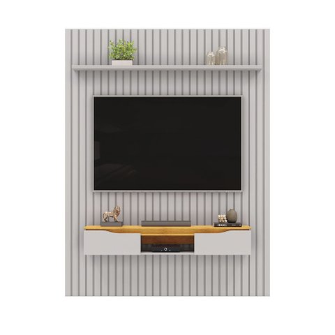 Painel Suspenso Ripado Seko Tv 65" Portas Basculantes Borda Chanfrada Bali/cedro G18 - Gran Belo