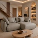 Ver imagem 1 de Sofá Cama Modular Orgânico Retrátil 4 Lugares com Almofadas 240cm Malibu