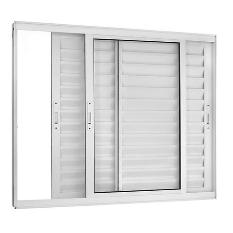 Veneziana 3 Folhas de Correr Alumínio Branco 120x150 Linha 25