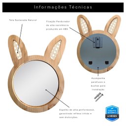 Espelho Decorativo Infantil 48x37cm Coelho Pinus - 3