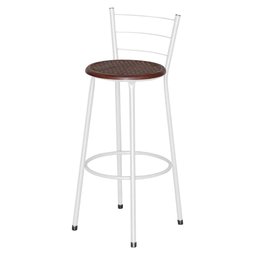 Banqueta Alta Assento Ratan Branca Retro   - 1
