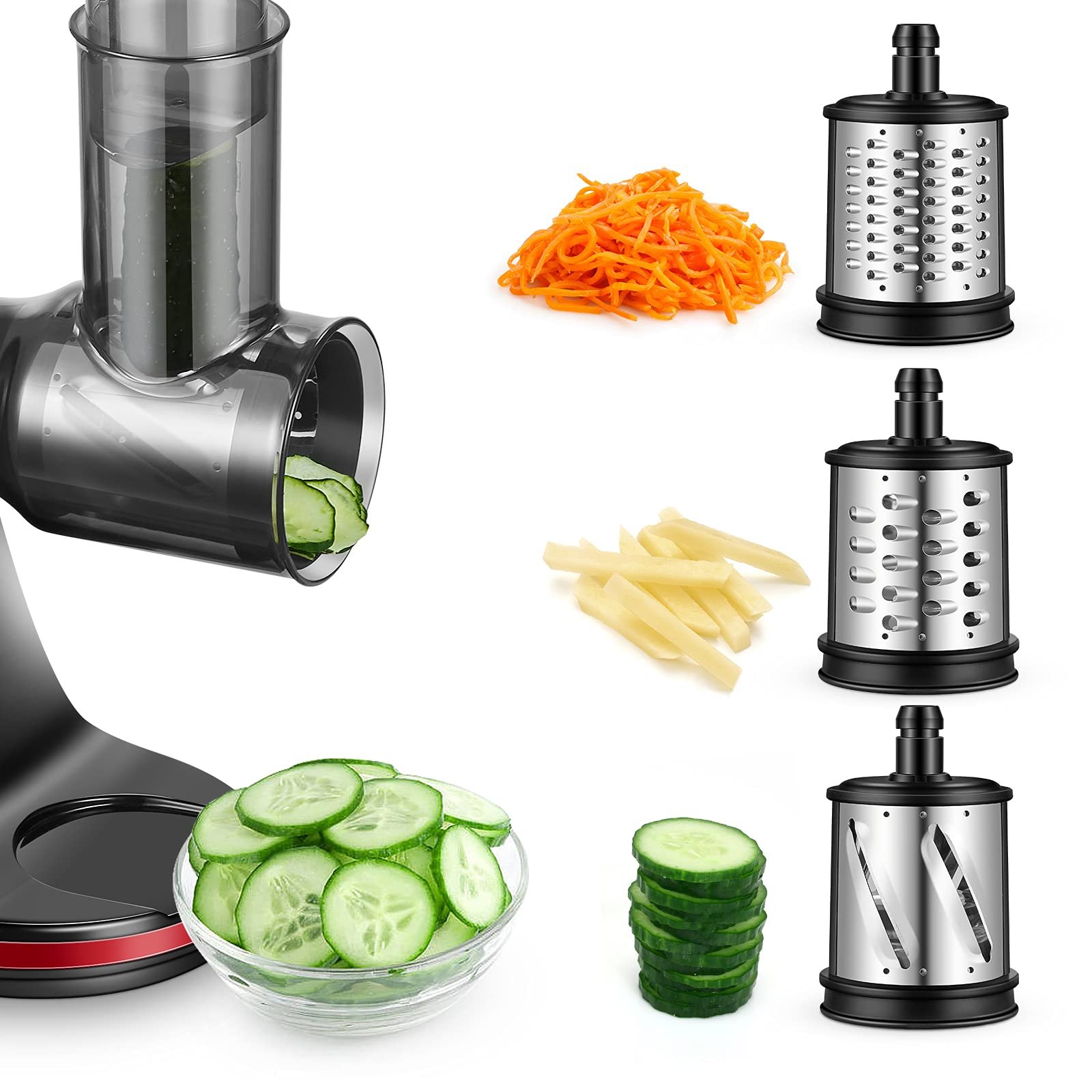 Acessório Fatiador/ralador Amzchef para Juicer com 3 Lâminas Intercambiáveis