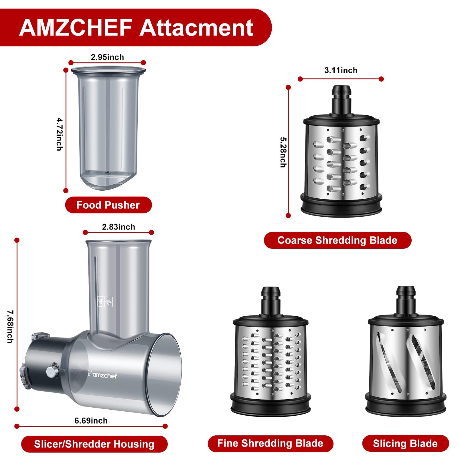 Acessório Fatiador/ralador Amzchef para Juicer com 3 Lâminas Intercambiáveis - 5