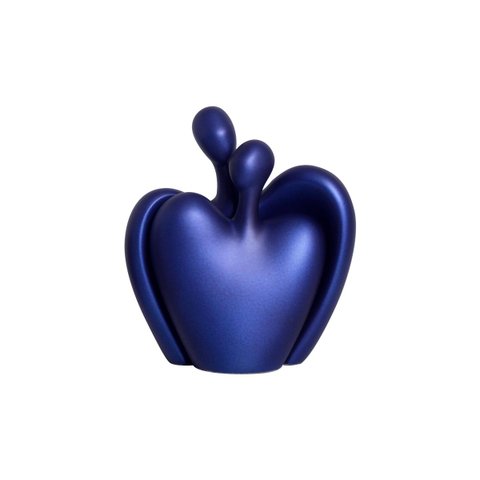 Escultura Romance Azul Royal de Cerâmica Enfeite de Mesa para Decoração de Sala
