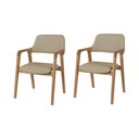 Ver imagem 1 de Conjunto 2 Cadeiras de Jantar Ruth Estrutura em Madeira Maciça Estilo Retrô Linho Bege Escuro