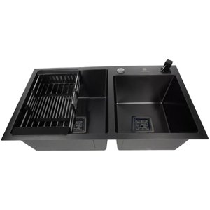 Cuba Gourmet Quadrada Dupla Preto 78x43cm Inox 304 com Acessórios - Cub-009 - Stillus Home