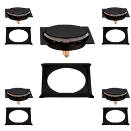 Kit C/5 Ralo e Porta Grelha Inox Piso Click 10x10 Cm Preto - 1