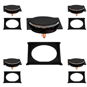 Kit C/5 Ralo e Porta Grelha Inox Piso Click 10x10 Cm Preto