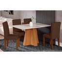 Ver imagem 1 de Conjunto: Mesa Sala Jantar Patricia C/ Tampo Madeirado C/ Vidro 130x80cm e 4 Cadeiras Milena Nature/