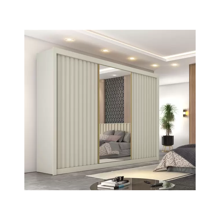 Guarda Roupa Athenas 2 Portas com Espelho 100% Mdf Off White - Móveis Europa Guarda Roupa Athenas 2 Portas com Espelho 100% Mdf Off White - Móveis Europa