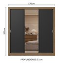 Ver imagem 4 de Guarda-roupa Casal 3 Portas de Correr com Espelho 2 Gavetas Rustic/preto Sublime Madesa