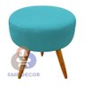 Kit 02 Puff Redondo Pés Palito Azul Turquesa - 2