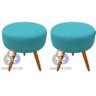 Kit 02 Puff Redondo Pés Palito Azul Turquesa - 1