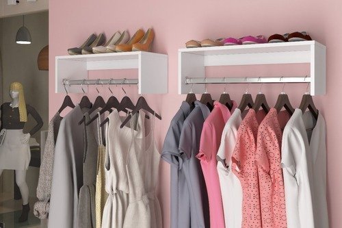 Conjunto 4 cabideiros aéreos Para Organização auxiliar Redecore Cabideiro multiuso aéreo Branco - 4