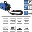 Ver imagem 2 de Inversora Multiarc 148 Multiprocesso com 145a Solda Mig, Tig e Eletrodo 220v