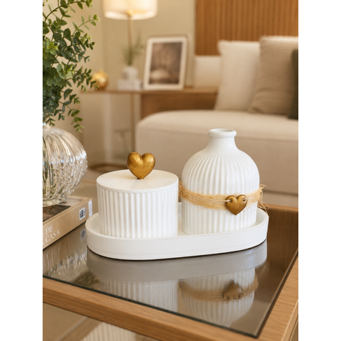 Kit Aromatizador Decorativo com Bandeja e Porta Objetos