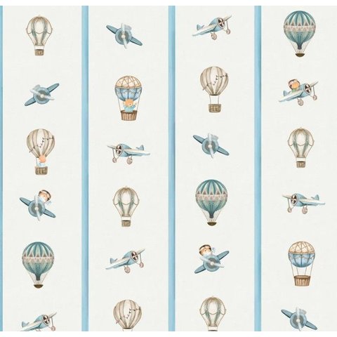 Papel de Parede Wiler Bambine - Listras Aviador Azul Ba0009